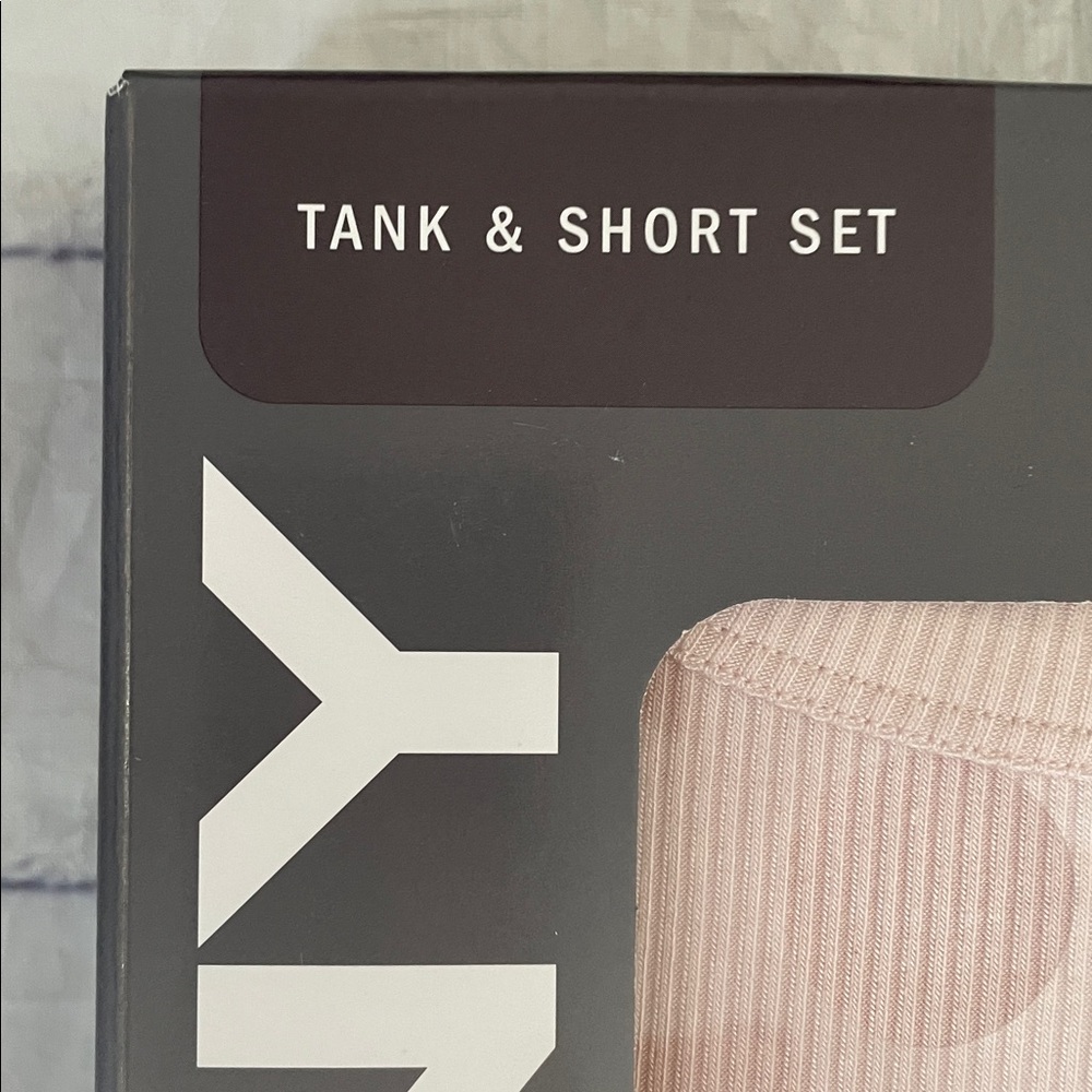 DKNY Pink and White Tank & Short Set - Picture 3 of 6